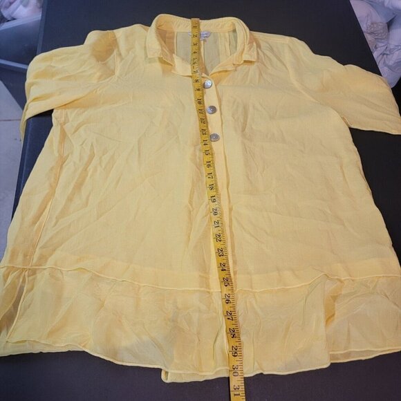 John Mark Womens Large Yellow Lagenlook Layered Button Detail Tunic Boho Hippie - Picture 6 of 6